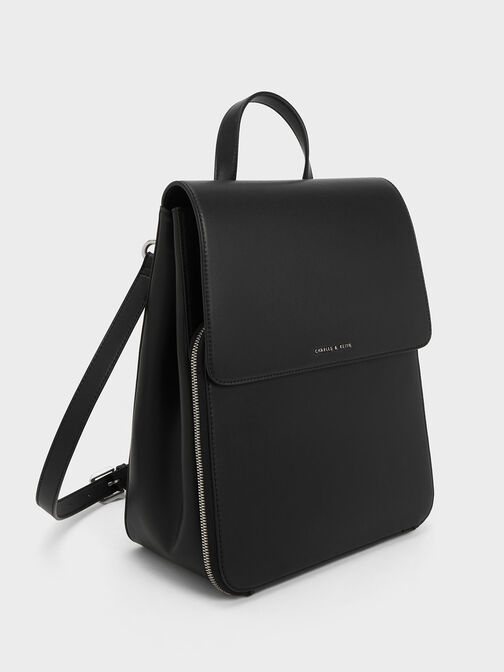 Backpack Front Flap Structured, Noir, hi-res