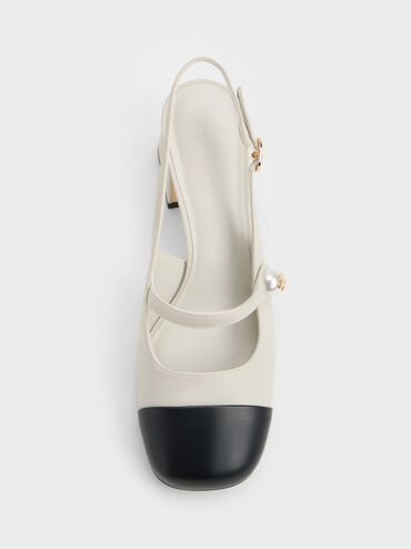 Aeryn Pearl-Embellished Slingback Pumps, Chalk, hi-res