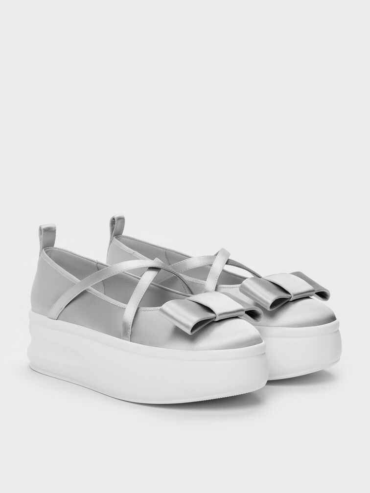 Brantley Bow Platform Mary Janes, Grey, hi-res