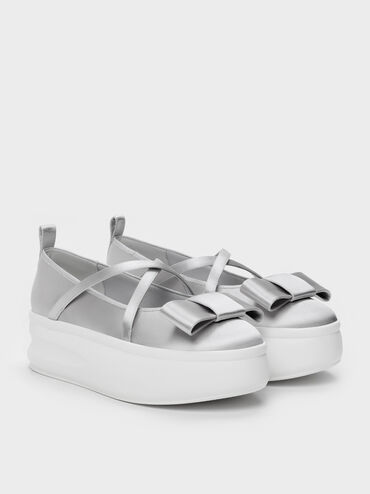 Sepatu Mary Janes Platform Bow Brantley, Grey, hi-res