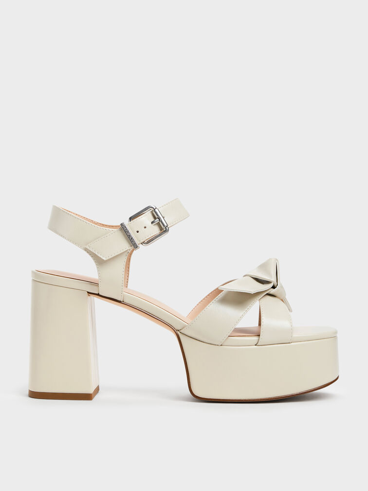 Sandal Platform Knot-Bow Anika, Chalk, hi-res