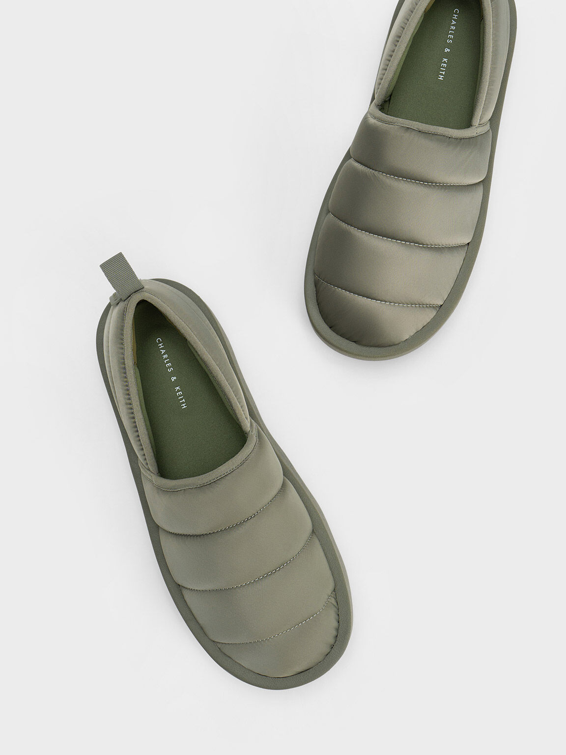 Puffy Nylon Panelled Loafers, Sage Green, hi-res