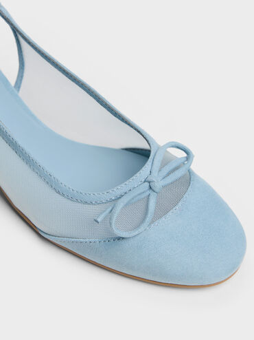 Sepatu Pumps Mesh Bow Slingback Mulligan, Light Blue, hi-res