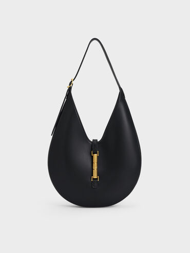 Tas Hobo Metallic-Accent Cesia, Black, hi-res