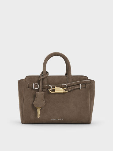 Tas Tote Belted Delfina Mini, Stone Grey, hi-res