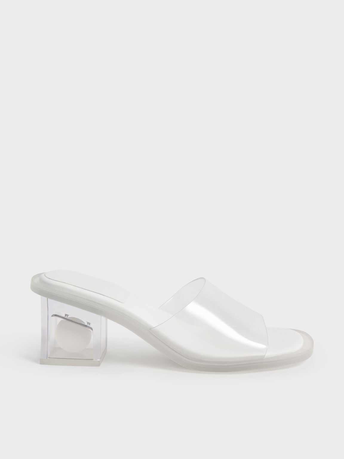 White Sandal Mules Madison Clear 