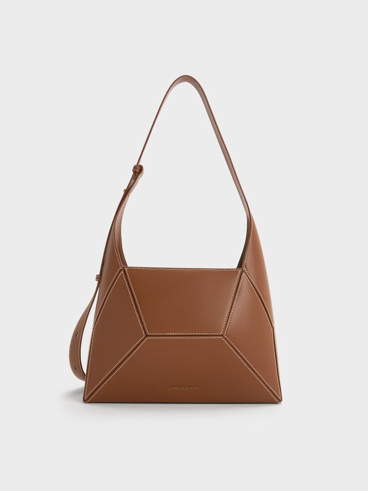 Nasrin Geometric Hobo Bag, Chocolate, hi-res