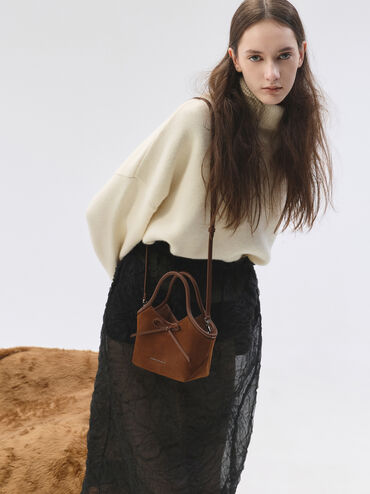 Tas Top Handle Tubular Bow Hazel, Pecan Brown, hi-res