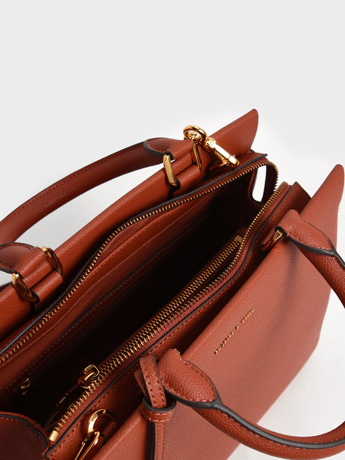 Mirabelle Structured Handbag, Brick, hi-res