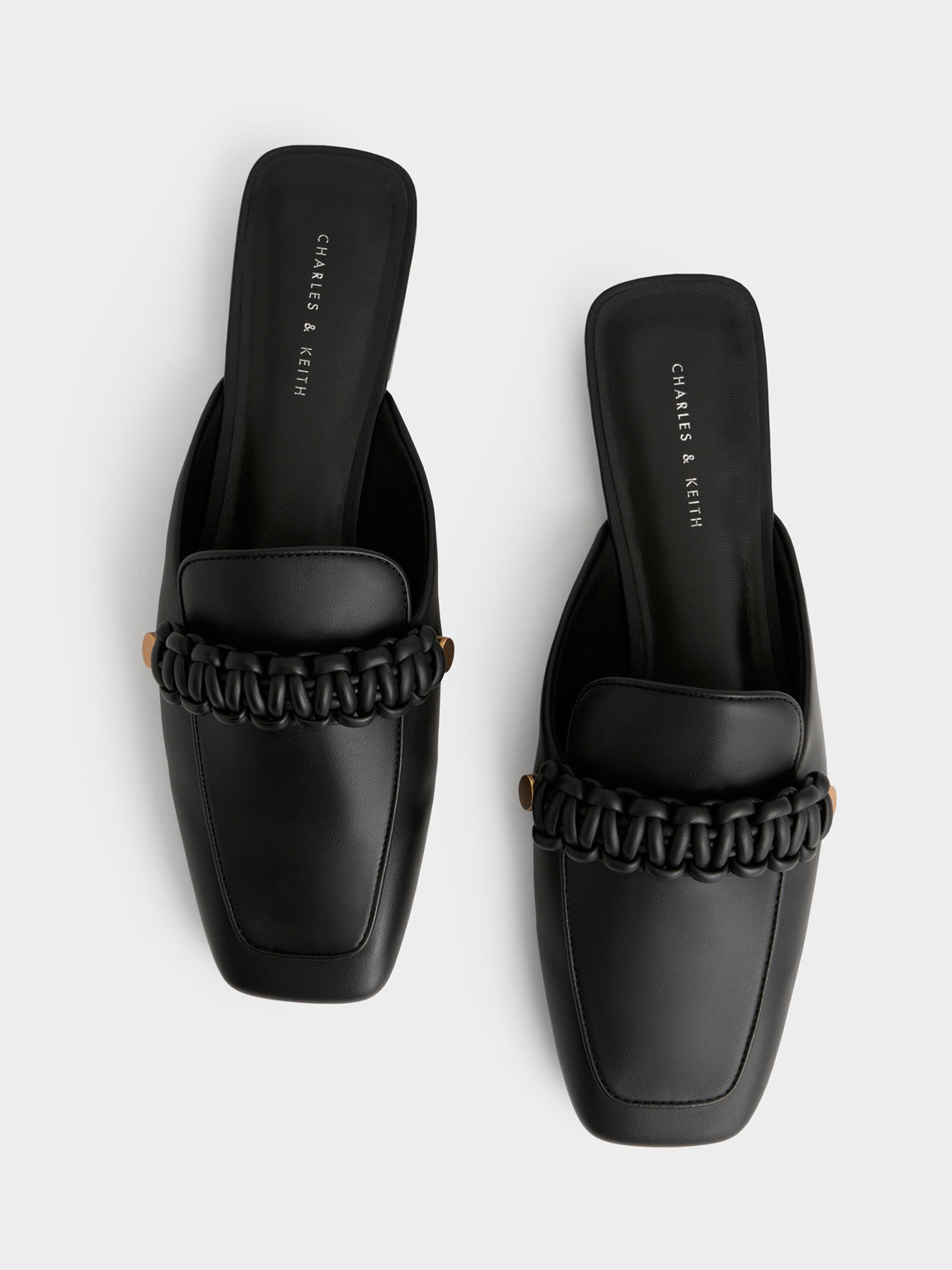 Braided Penny Loafer Mules, Black, hi-res