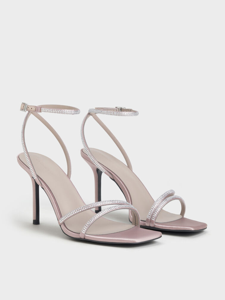 Sandal Stiletto Crystal Satin, Mauve, hi-res