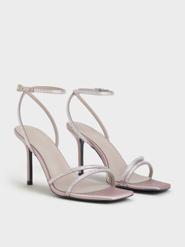 Sandal Stiletto Crystal Satin, Mauve, hi-res