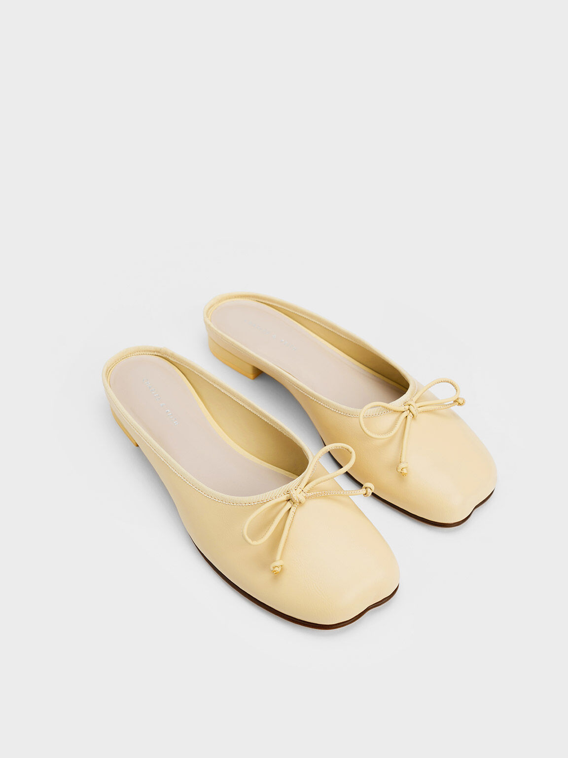 Sepatu Flats Slip-On Bow, Yellow, hi-res