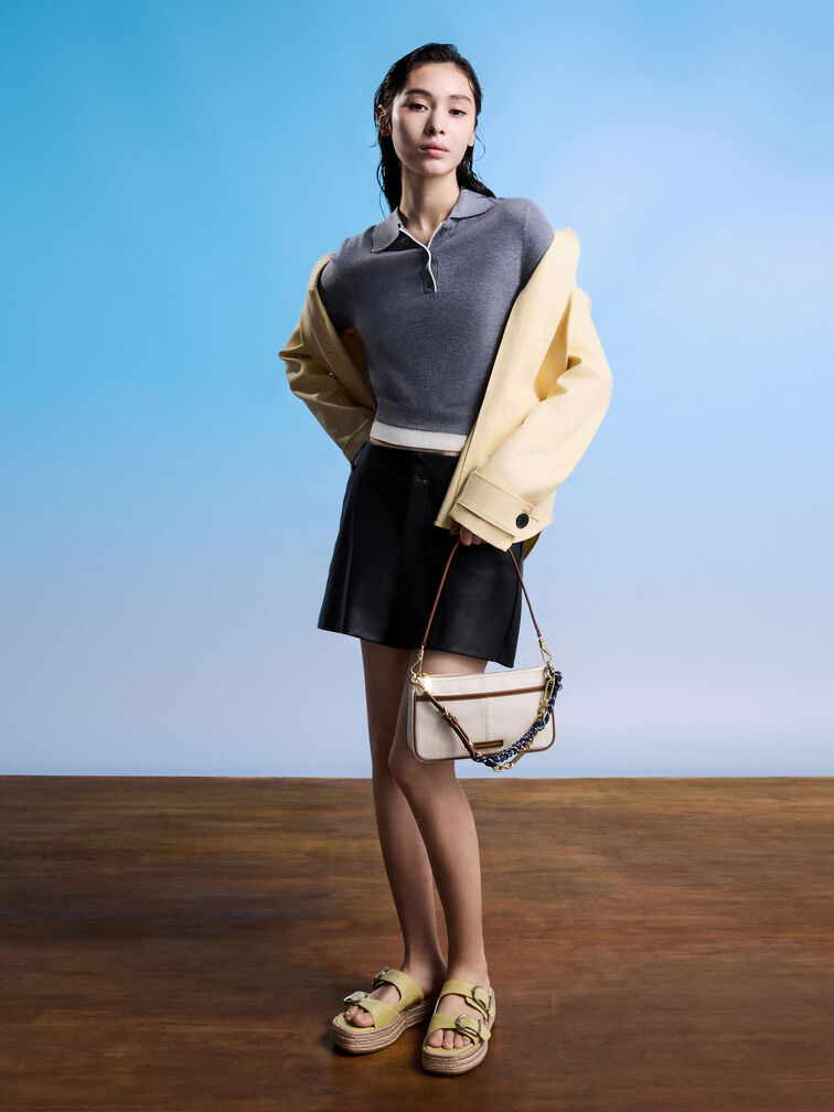 Addison Canvas Knotted-Rope Shoulder Bag, Taupe Canvas, hi-res