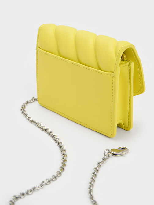 Asymmetric Flap Panelled Wallet, Yellow, hi-res