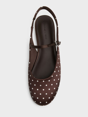 Imani Polka-Dot Slingback Flats, Dark Brown Textured, hi-res