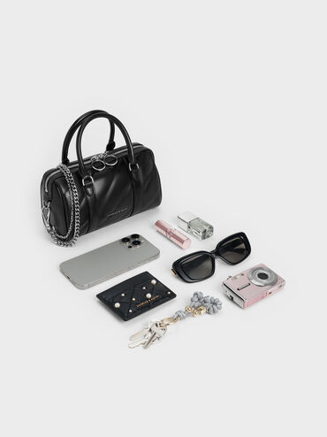 Tas Bowling Chain-Handle Panelled Philomena, Noir, hi-res