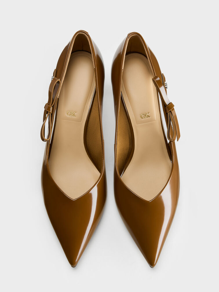 Anastasia Leather Kitten Heels, Brown, hi-res