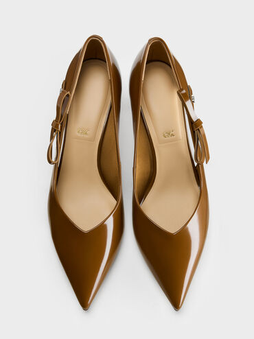 Sepatu Kitten Heels Anastasia Leather, Brown, hi-res