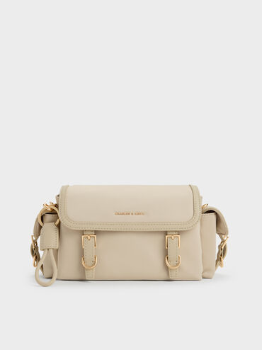 Tas Selempang Buckled Levy Nilon, Dusted Oat, hi-res