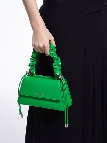 Cosette Ruched-Handle Trapeze Bag, Green, hi-res