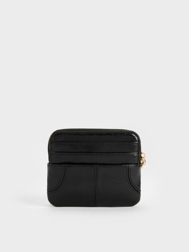 Dompet Kartu Top-Zip Ciara, Black, hi-res