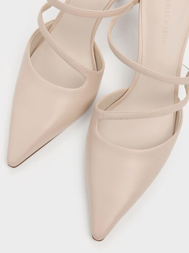 Sepatu Mules Pointed Wavy Arden, Light Pink, hi-res