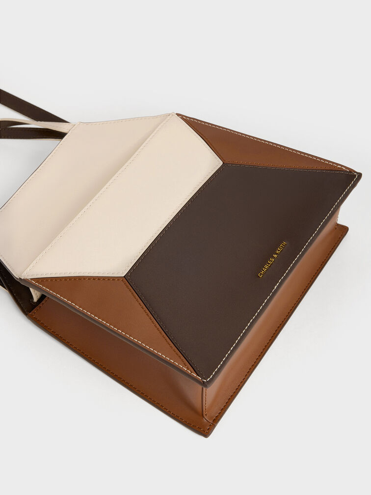 Tas Tote Geometric Nasrin Colourblock, Multi Brown, hi-res