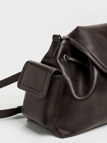 Tas Bucket Side-Pocket Noane, Dark Brown, hi-res