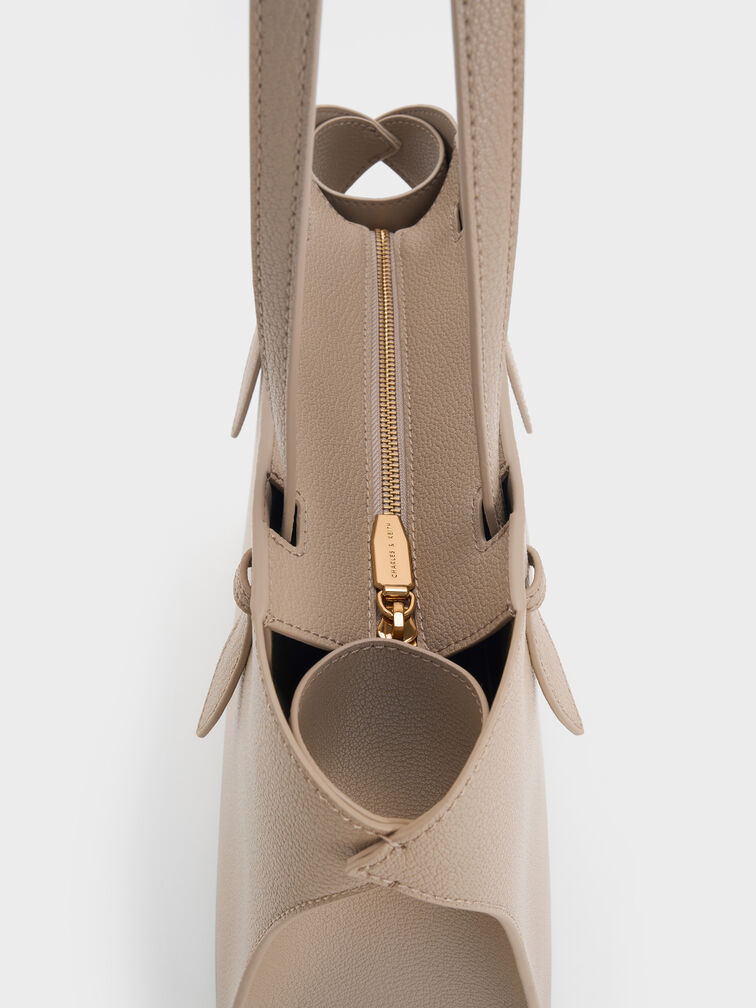 Tas Tote Elongated-Handle Allyn, Taupe, hi-res