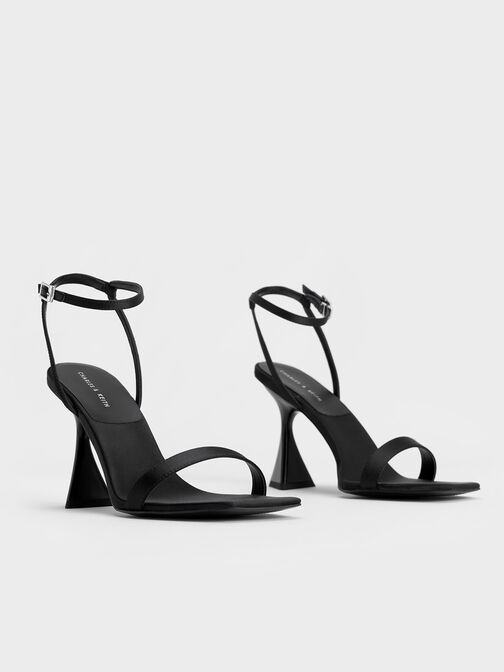 Recycled Polyester Ankle Strap Sandals, Black, hi-res