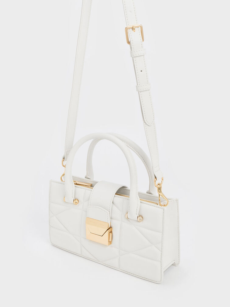 Tas Top Handle Blanche Quitled, White, hi-res