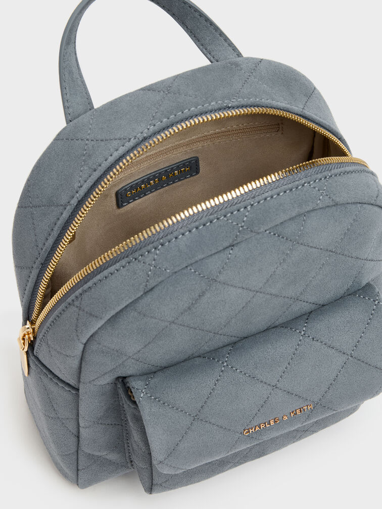 Tas Ransel Front-pocket Quilted Alva, Smoky Blue, hi-res