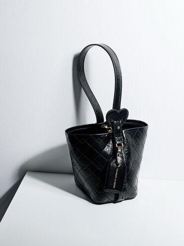 Tas Bucket Chain Quilted Duo, Black, hi-res
