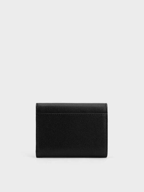 Curved Front Flap Wallet, Black, hi-res
