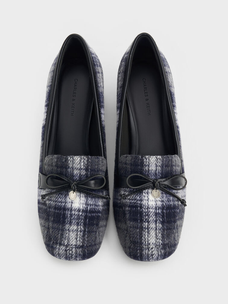 Sepatu Pumps Loafer Bow Circle-Charm, Dark Grey, hi-res