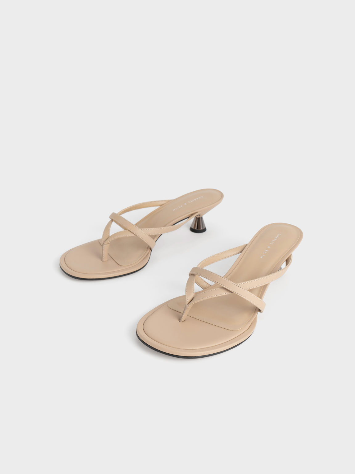 Spool Heel Thong Sandals, Sand, hi-res
