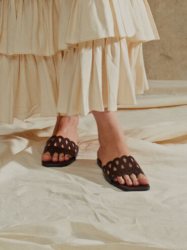 Sandal Slide Cut-Out, Maroon, hi-res