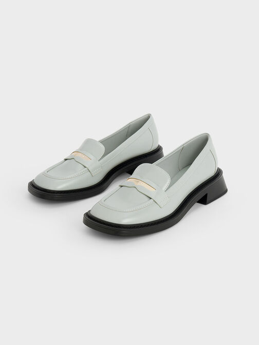 Sepatu Loafers Metallic Penny Tab, Light Grey, hi-res