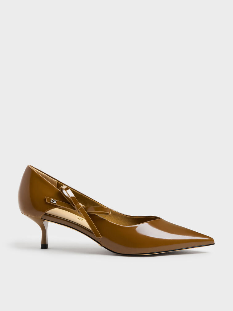 Anastasia Leather Kitten Heels, Brown, hi-res