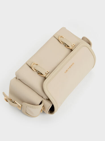 Tas Selempang Buckled Levy Nilon, Dusted Oat, hi-res