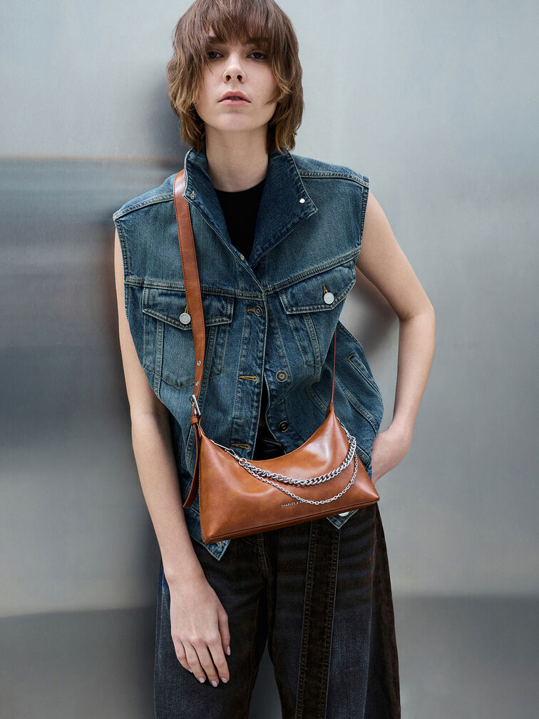 Tas Bahu Chain-Embellished Atwood, Distressed Tan, hi-res