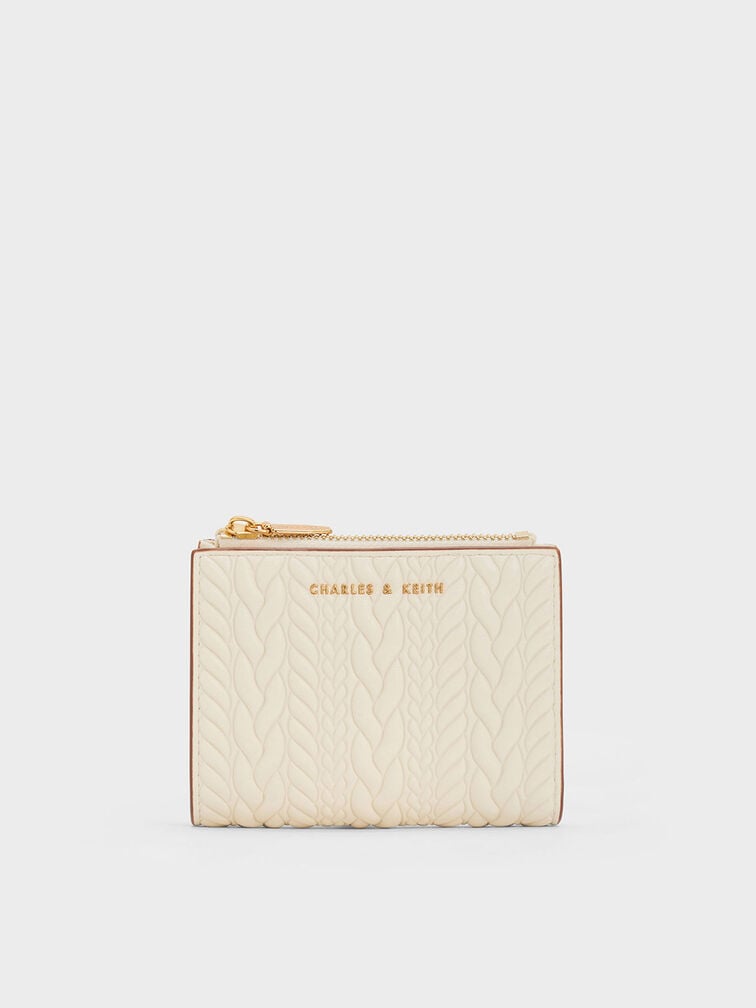 Dompet Top-Zip Apolline Textured, Cream, hi-res