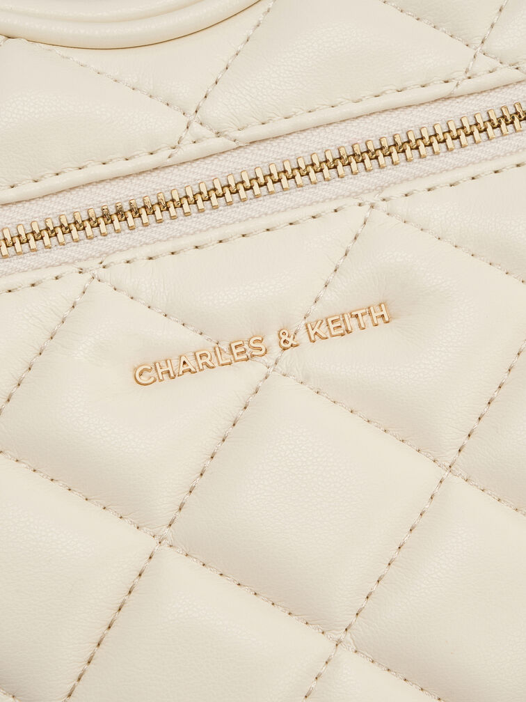 Paffuto Quilted Heart Crossbody Bag, Cream, hi-res