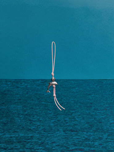 Delfina Dolphin Rope-Knot Charm, Soft Pink, hi-res