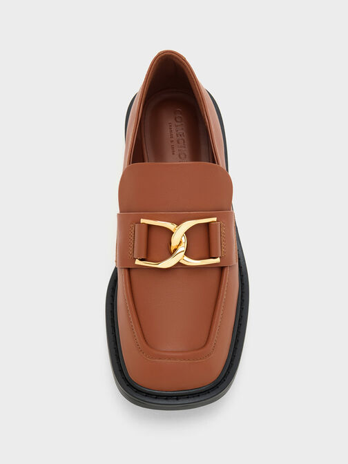 Sepatu Loafers Gabine Leather, Cognac, hi-res