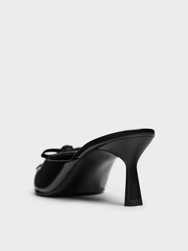 Rose-Bow Pointed Heeled Mules, Black Box, hi-res