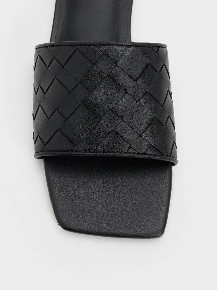 Sandal Slide Woven, Black, hi-res