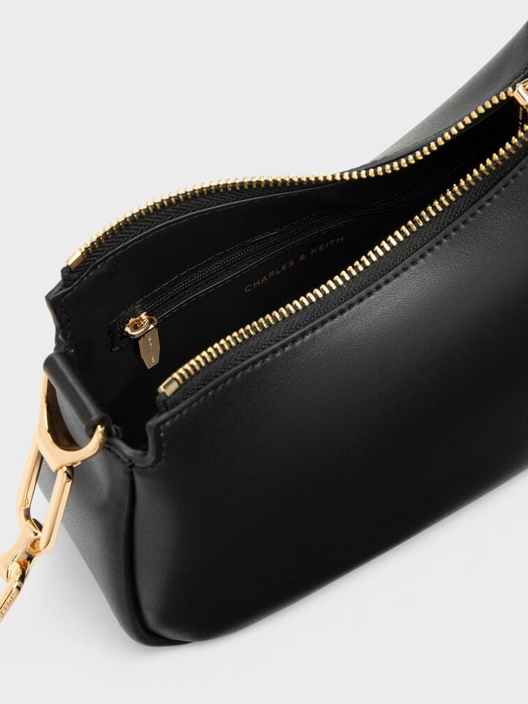 Tas Bahu Chain-Accent Agatha Mini, Black, hi-res