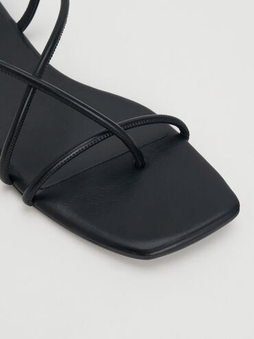 Strappy Crossover Slingback Sandals, Black, hi-res